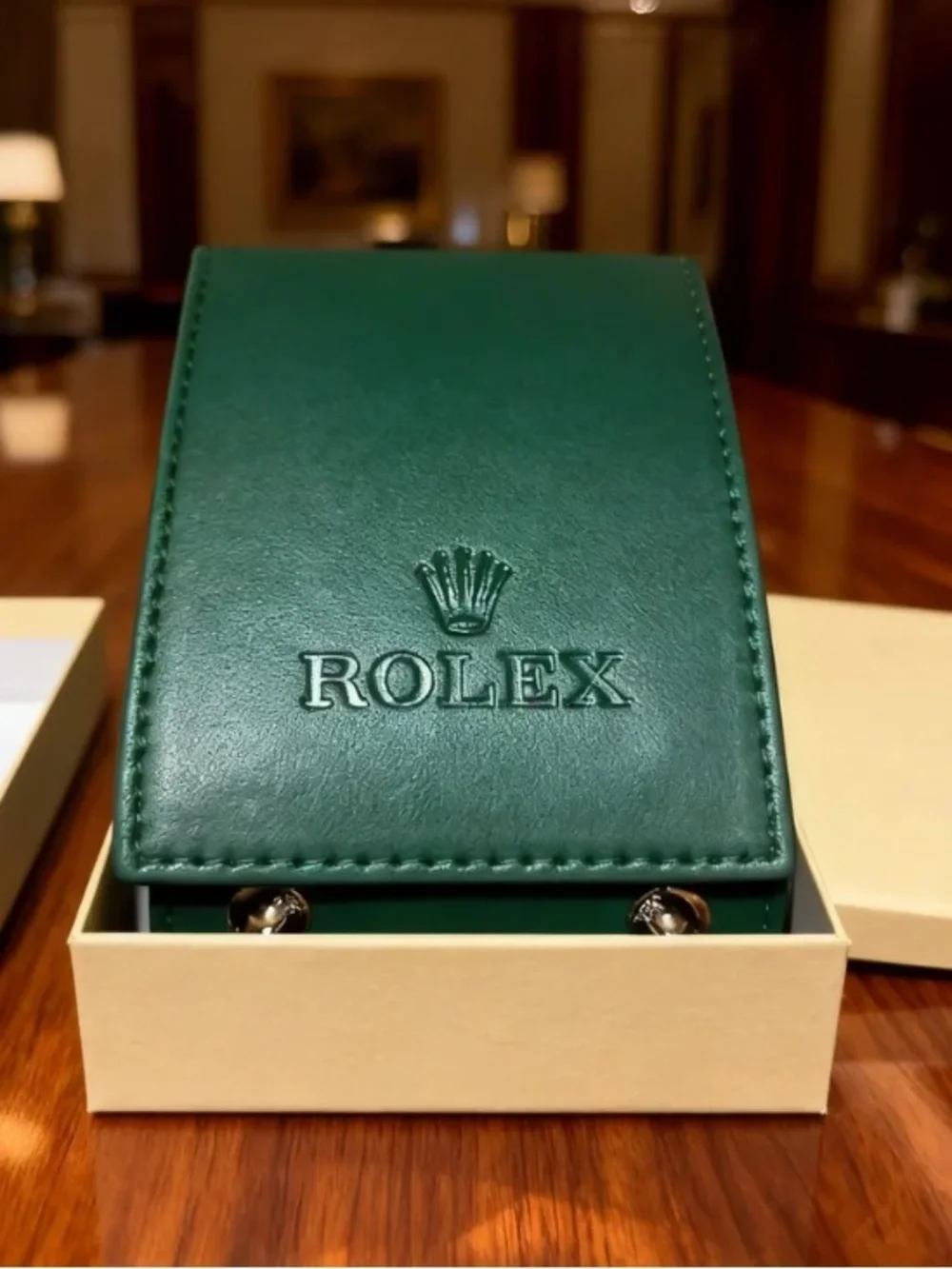 Rolex Dark Green Leather Card & Key Holder